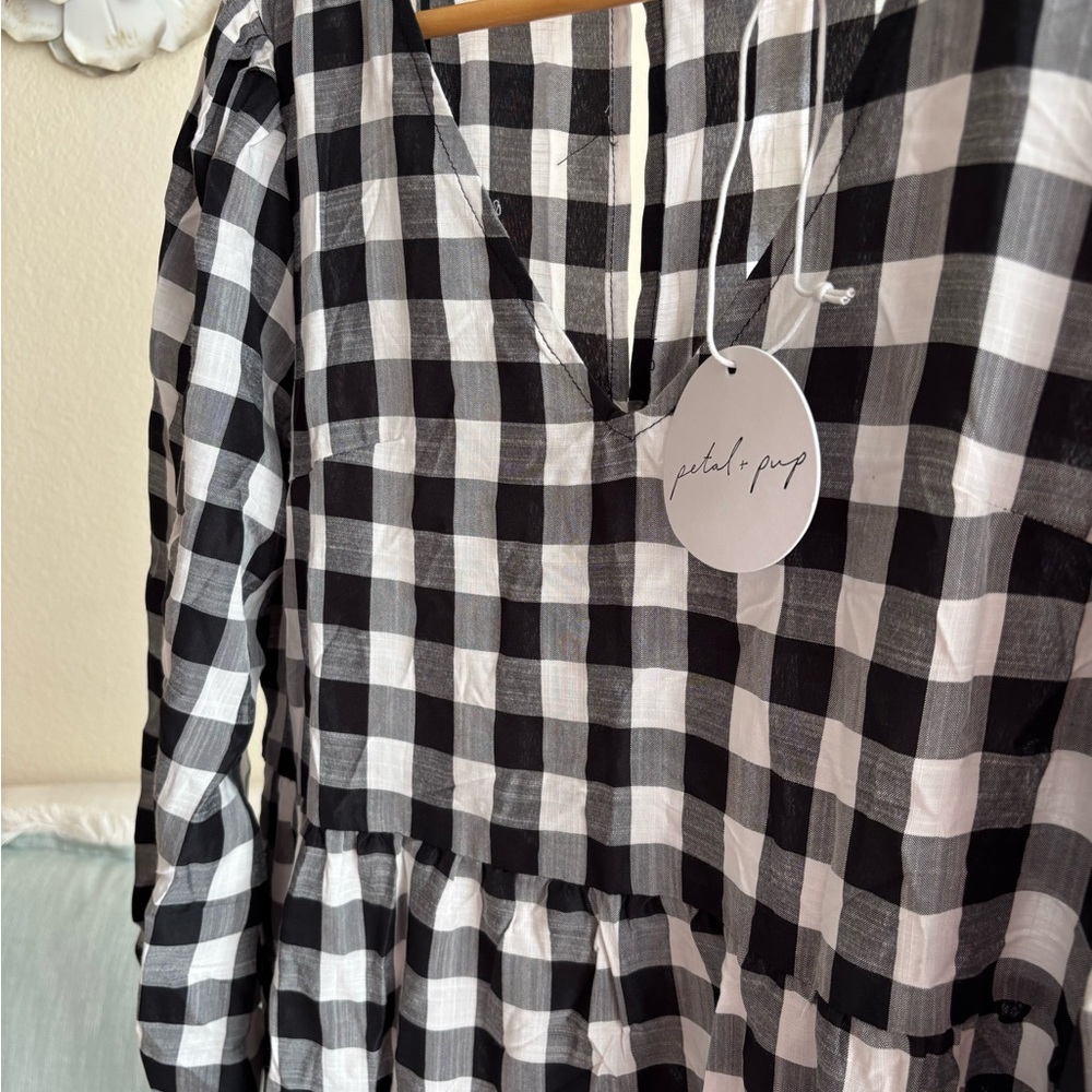 Petal + Pup Checkered Dress 🖤🤍sz12
